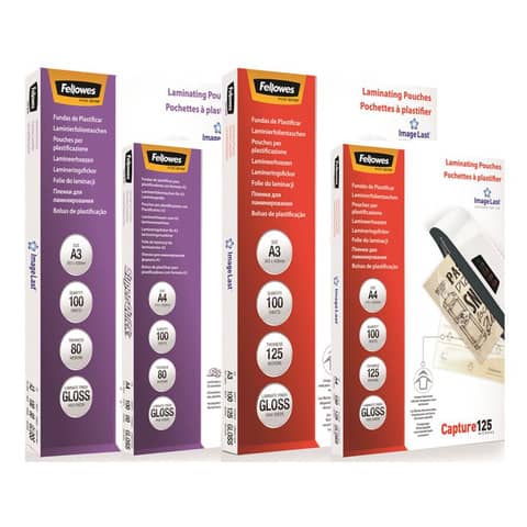 Pouches per plastificatrici Fellowes Standard Impress100 finitura lucida - 2x100 µm - A3 - Conf. 100 pezzi 5351205